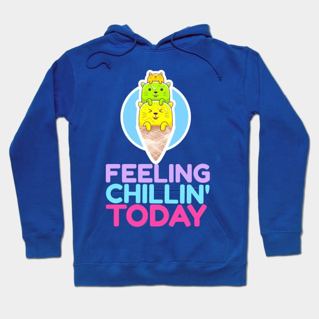 Feeling Chillin' Today_Cats Ice Cream_Blue Hoodie by leBoosh-Designs